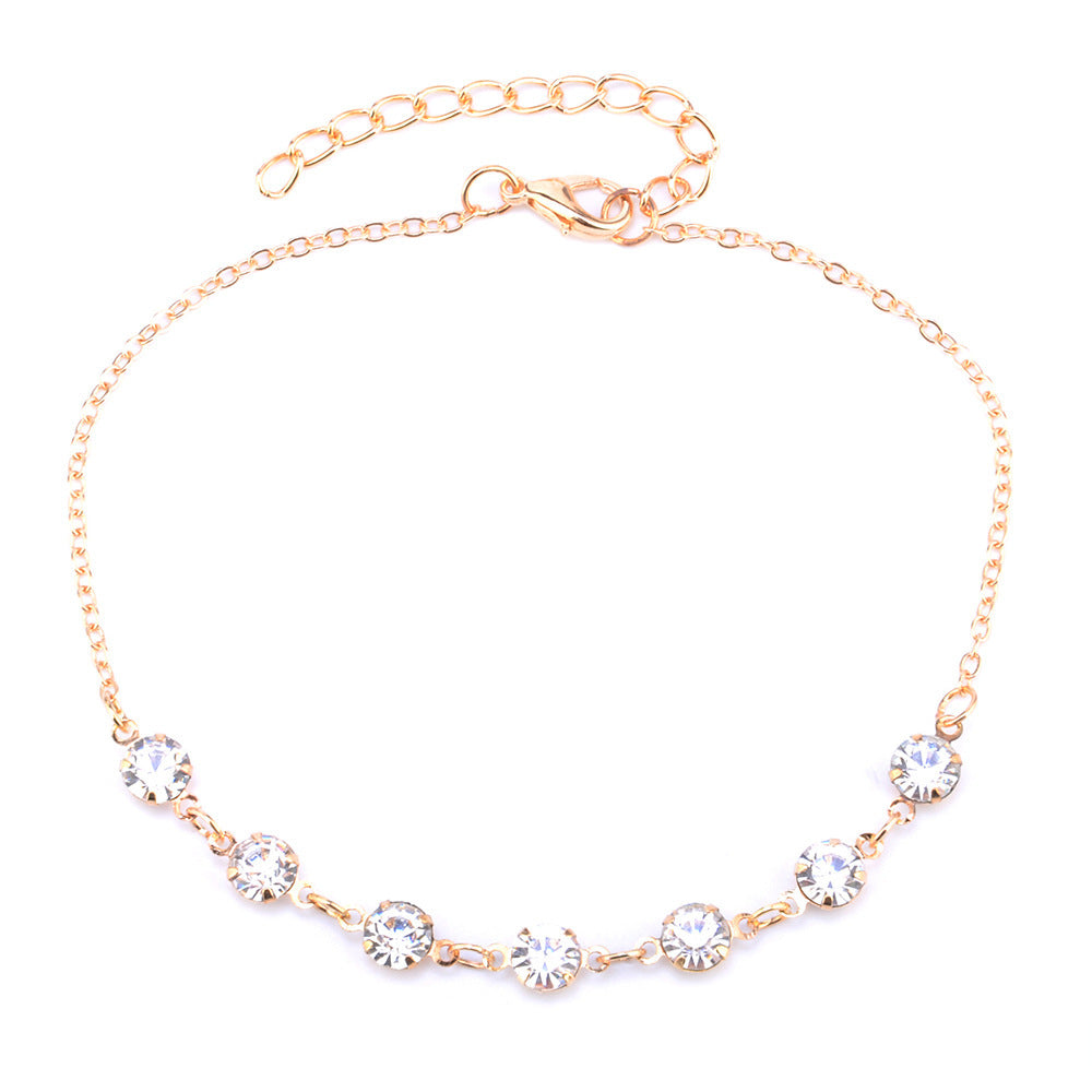 Simple Jewelry 7 Rhinestone Foot Chains Anklet