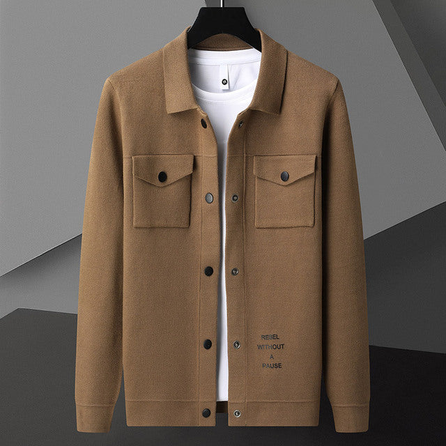 Men’s Korean Knitted Cardigan Jacket – Loose-Fit Jacquard Casual Sweater, 3 Colors, M–4XL