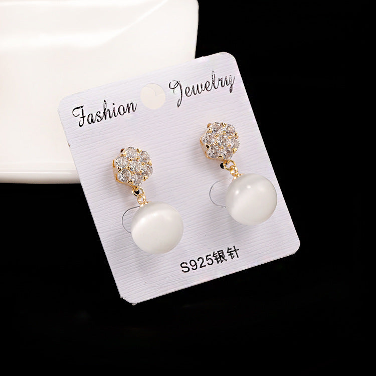 Elegant 925 Silver Pearl Drop Earrings – Korean-Inspired Fashion Jewelry