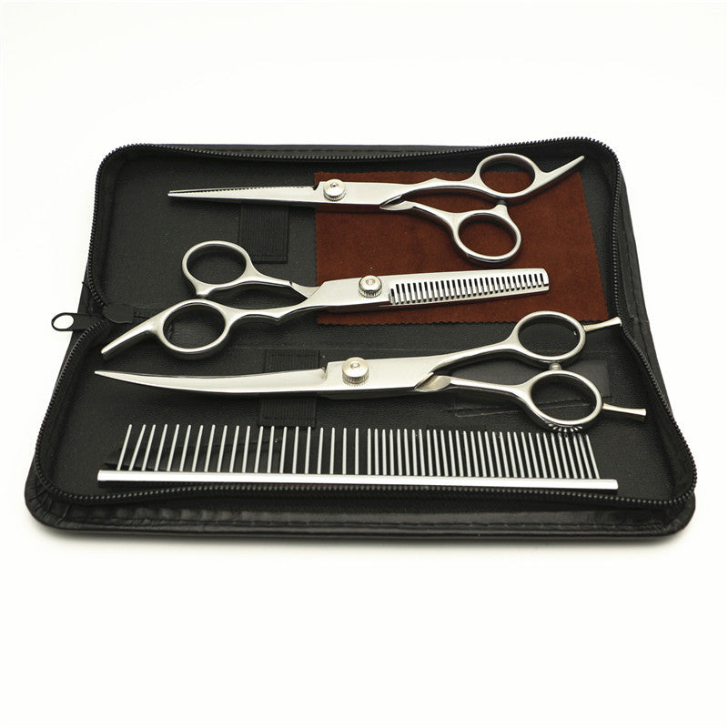 Professional Dog Grooming Tool Set – Stainless Steel Comb & Scissors Kit with Storage Bag
