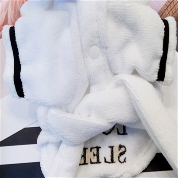 Hooded Dog Bathrobe Pajamas – Soft White Cozy Pet Clothing for Dogs