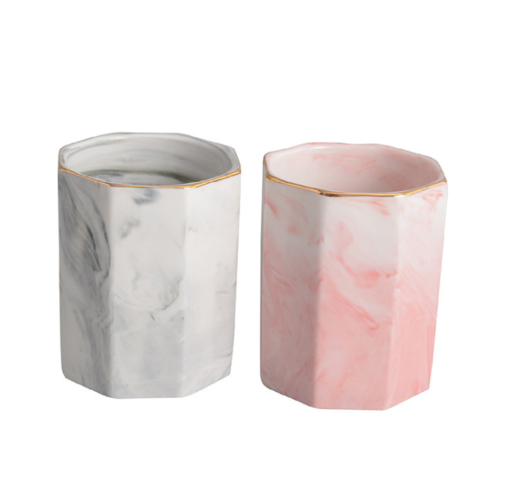 Marble Makeup Brush and Eyebrow Pencil Storage Holder