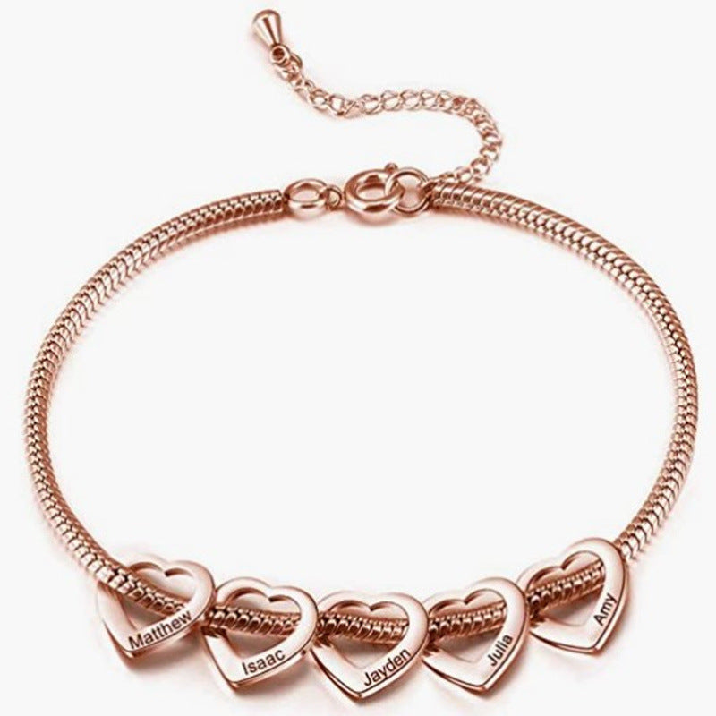 Personalized Adjustable Stainless Steel Heart Anklet