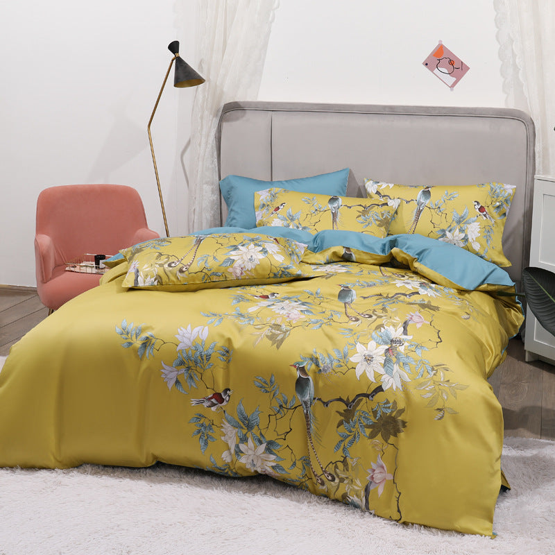 Luxury 100% Cotton Digital Floral Bedding Set – 4-Piece Premium Bed Set