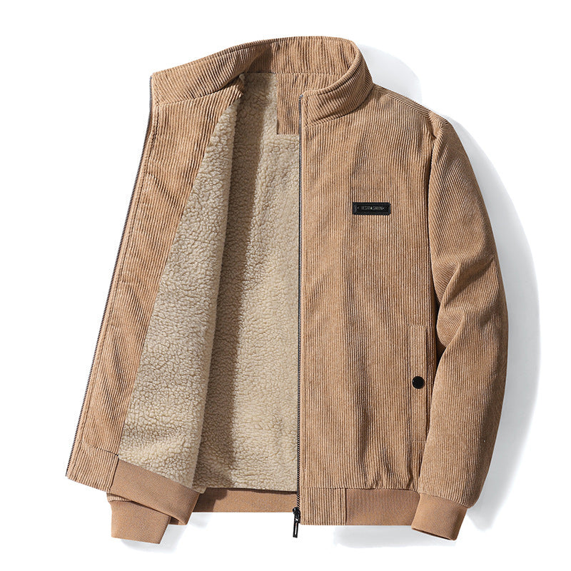 Men’s Thickened Corduroy Lamb Coat – Warm Plus Size Winter Jacket