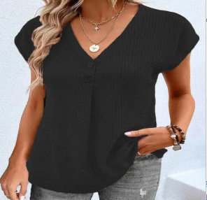WOLFF Solid V-Neck T-Shirt for Women (Single Piece)