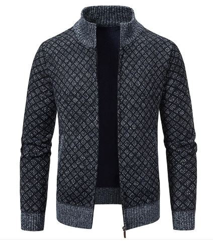 Men’s Fleece Stand Collar Cardigan Sweater Coat – Thick Slim-Fit Fall & Winter Layer, 5 Colors, M–3XL