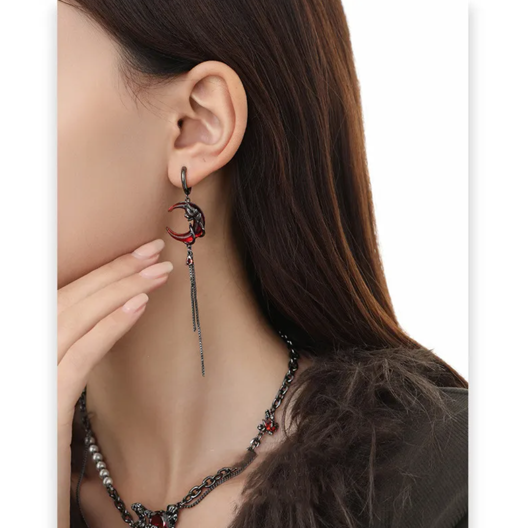 Women’s Asymmetric Tassel Rose Earrings – Romantic Floral Dangle Jewelry