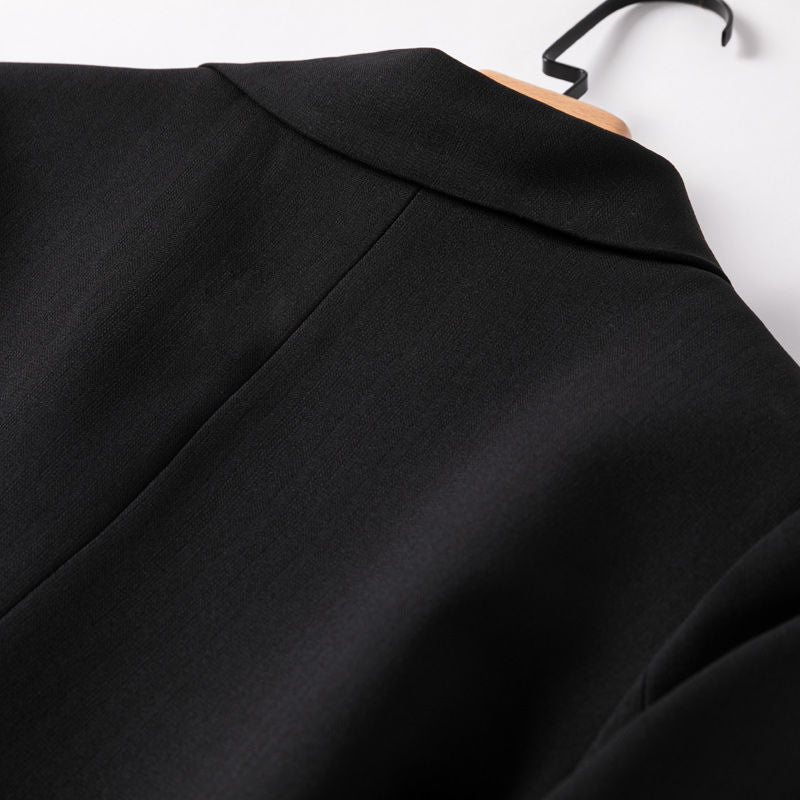 Women’s Korean Style Loose Black Blazer – Double-Breasted Spring & Fall Casual Jacket, S–3XL