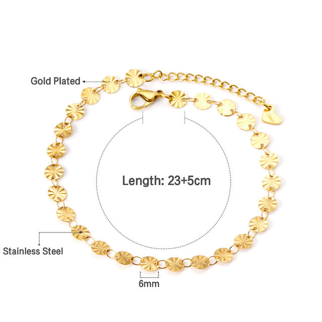 Stainless Steel Casual Retro Beach Anklet for Women