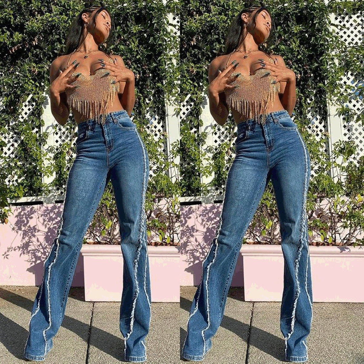 Women’s High-Waist Straight-Leg Jeans – Medium-Weight Denim Blue Everyday Jeans, S–XL