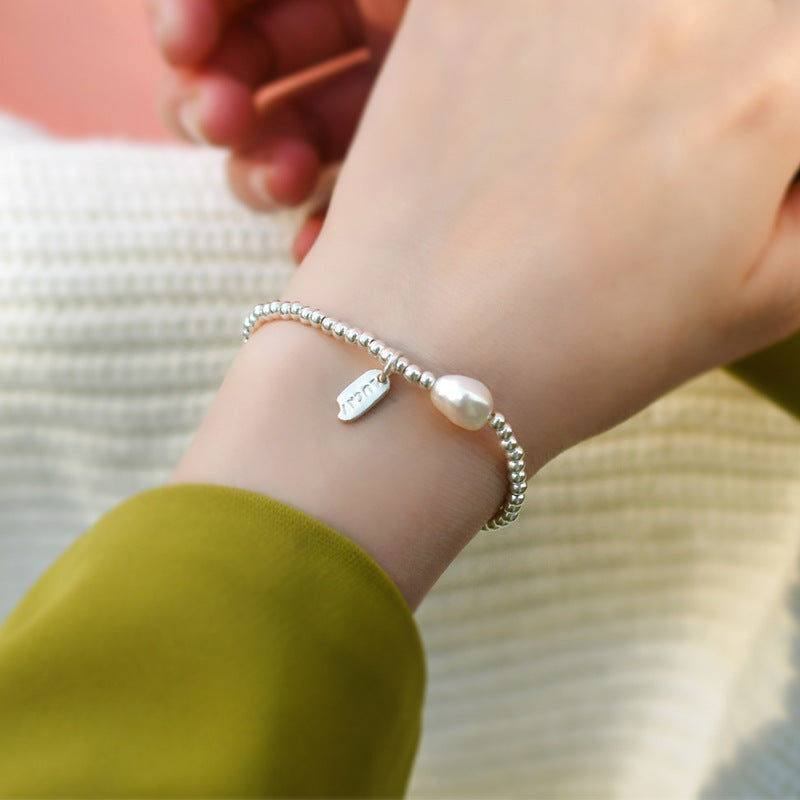 Women’s Baroque Pearl Lucky Bracelet – Minimalist White Pearl Jewelry