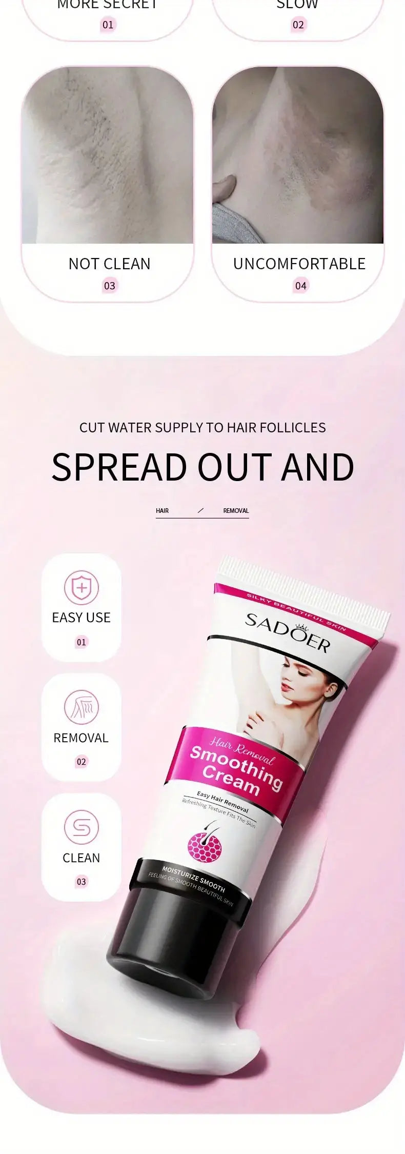 Painless Hair Removal Cream for Women – Sensitive Formula