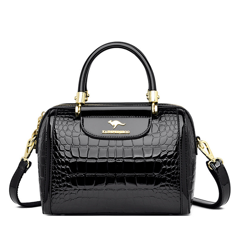 Women's Shiny Patent Leather Crossbody Shoulder Bag – Spacious PU Handbag