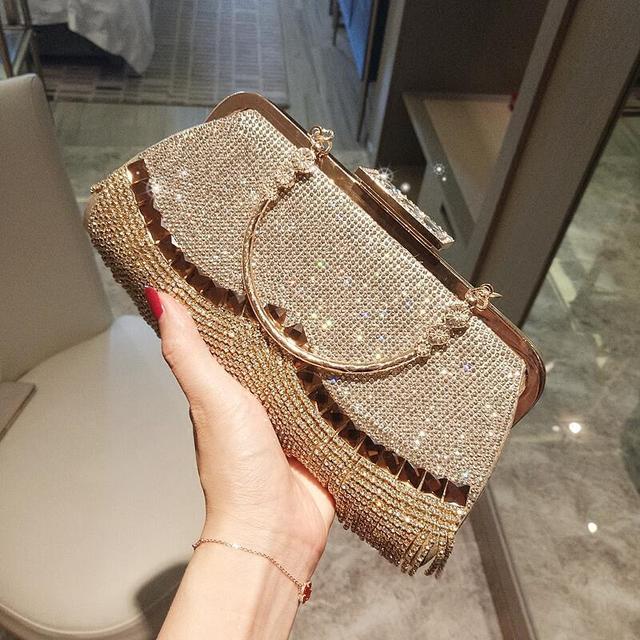 Fashion Diamond Clutch Evening Bag for Women – Sparkling Gold & Silver Wedding Shoulder Bag