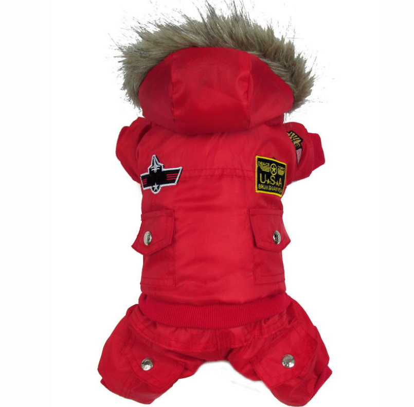 Hooded Dog Winter Jacket – Warm Fleece-Lined Windbreaker Pet Coat
