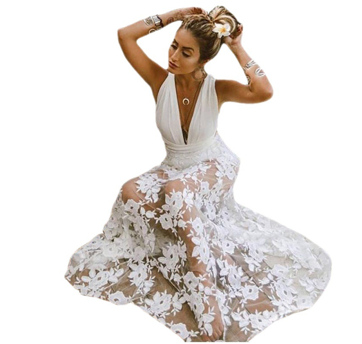 Elegant Women's V-Neck Backless Sequin Evening Dress – Glamorous Formal Party Gown