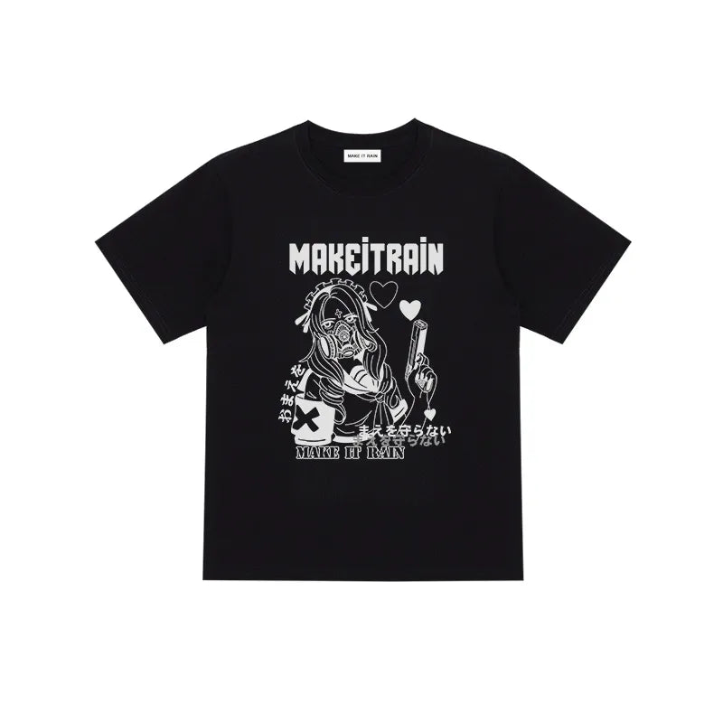 Men’s Anime Girl Graphic T-Shirt – Personalized 2D Print Casual Short Sleeve Tee