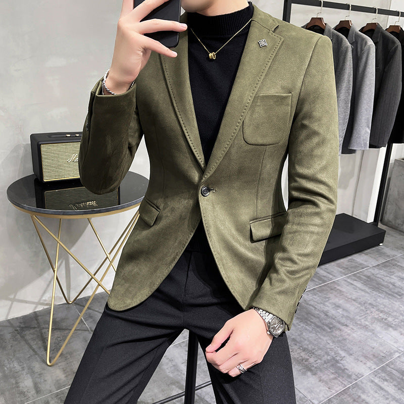 Men’s Slim Fit Faux Suede Blazer Jacket – Lightweight Smart Casual Jacket, M–4XL
