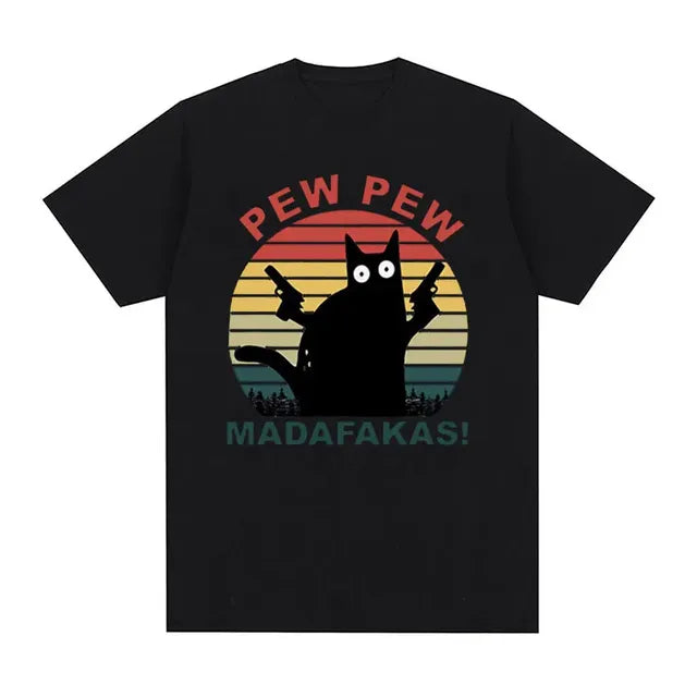 Humorous Cat Memory T-Shirt for Women - Summer Style