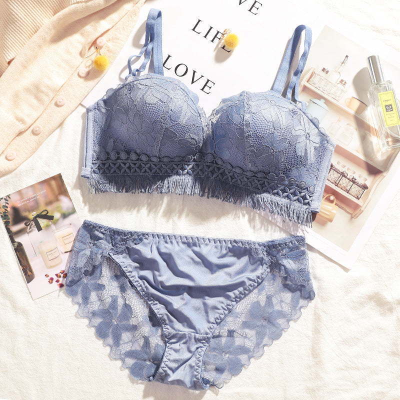 Women’s Floral Lace Wireless Bra & Panty Set – Comfortable Matching Lingerie