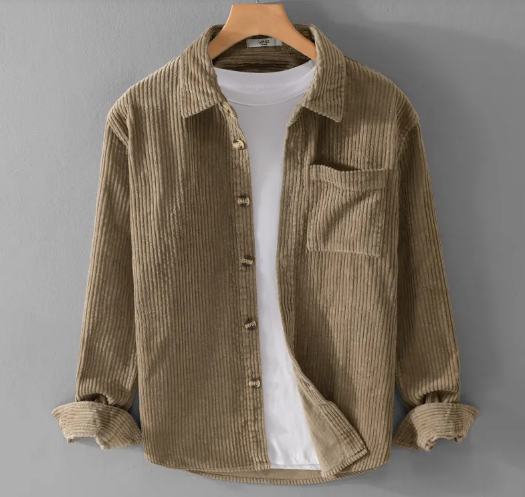 Men’s Corduroy Long Sleeve Shirt – Casual Button-Down Overshirt
