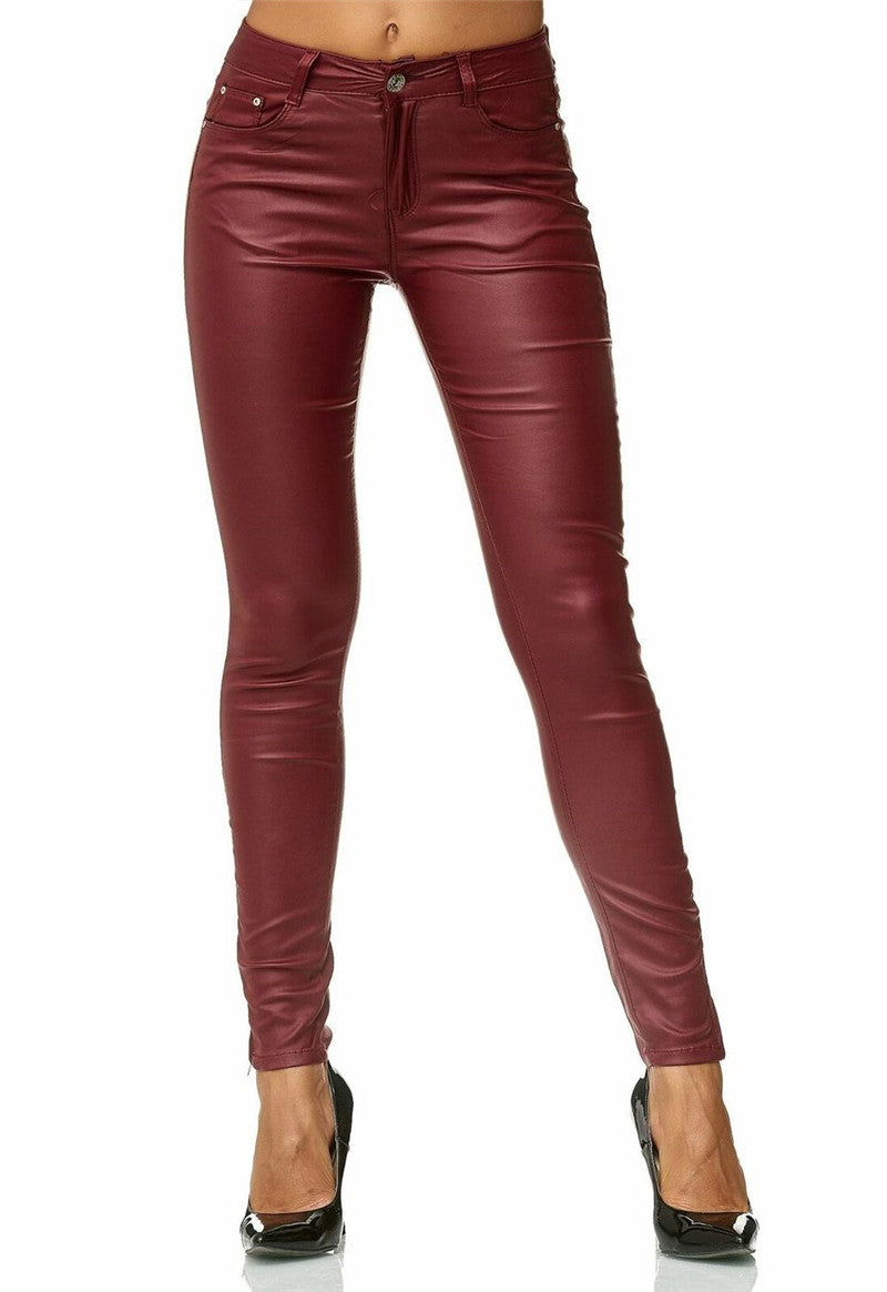 Faux Leather Pants for Women – Sleek Stretch Leatherette Trousers