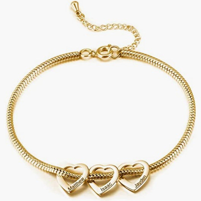 Personalized Adjustable Stainless Steel Heart Anklet