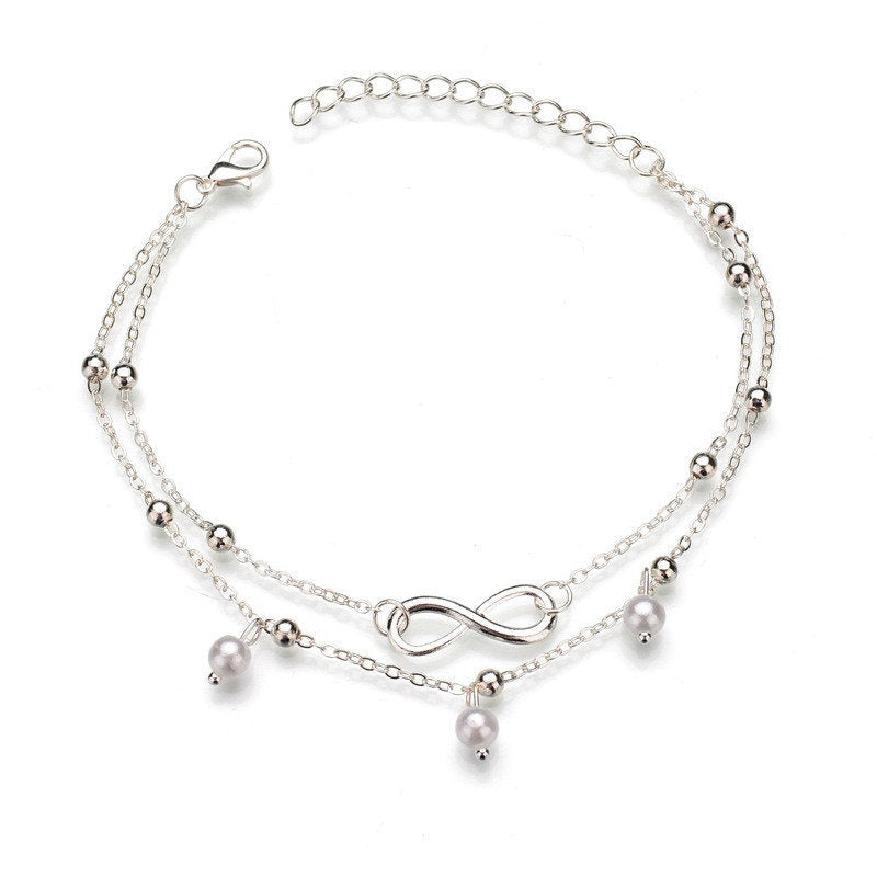 Fashion Vintage Artificial Pearl 8-Shape Anklet Bracelet