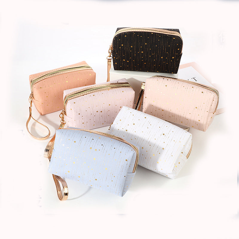 Bling Stars Cosmetic Bag for Women – Waterproof PU Travel Makeup & Toiletry Organizer