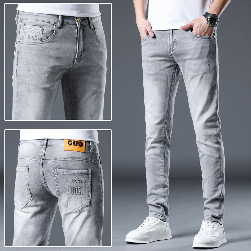 Men’s Stylish Loose Fit Straight Leg Jeans – Cotton-Lyocell Stretch Washed Denim in Grey, Soot & Light Blue, Sizes 28–38