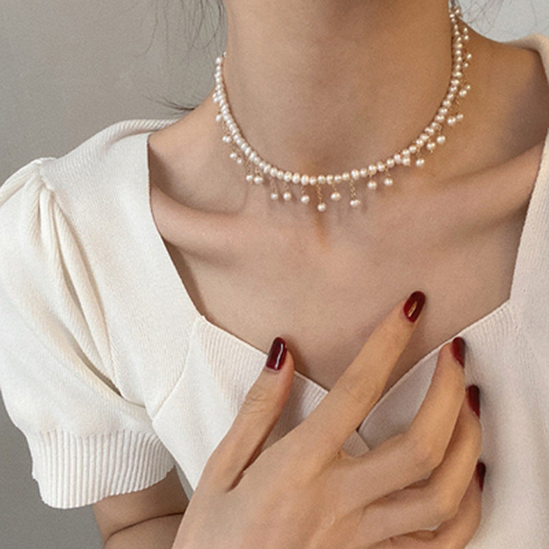 Handmade Freshwater Pearl Choker Necklace for Women