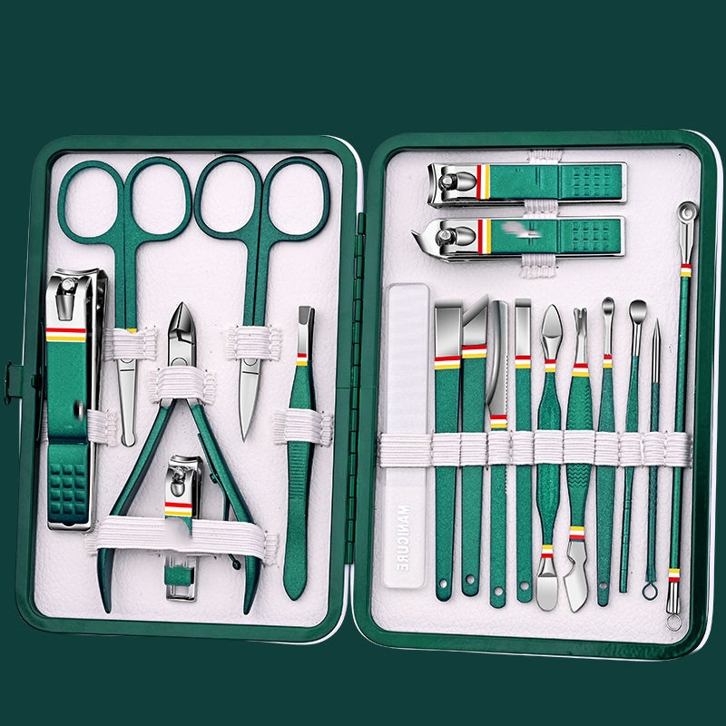 Professional Stainless Steel Nail Care Set – 9–19 Piece Manicure & Pedicure Grooming Kit