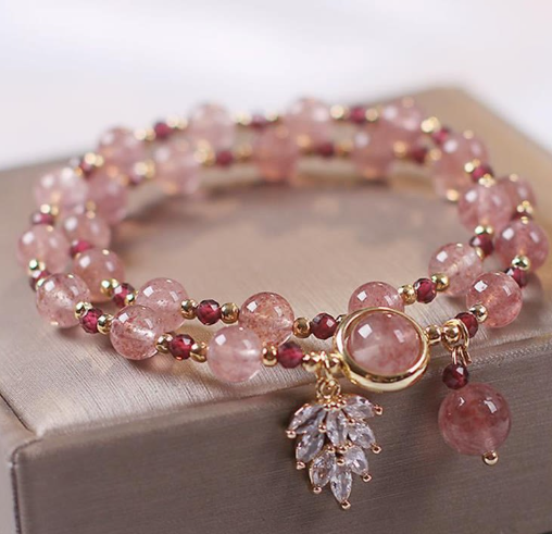 Women’s Colorful Strawberry Crystal Bracelet – Infinity & Maple Leaf Fashion Jewelry