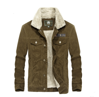 Men’s Corduroy Jacket with Fleece Lining – Oversized Warm Winter Jacket