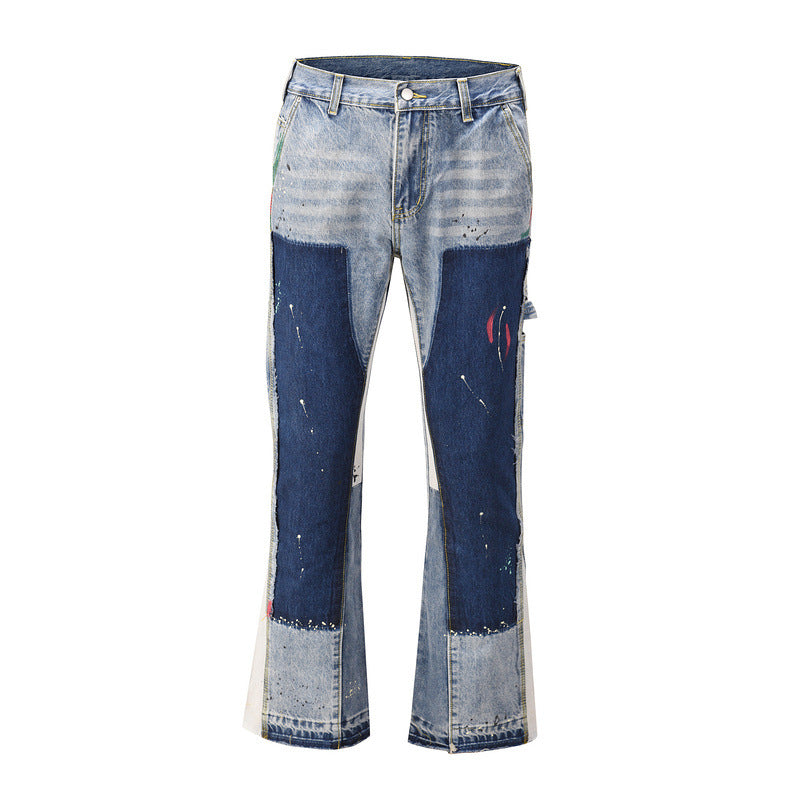 Casual Flared Jeans for Everyday Wear – Light Blue Washed Mid-Waist Hip Hop Denim, Sizes 30–36