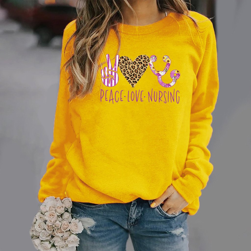 Women’s Patterned Long-Sleeve Round Neck Sweater – Modal Blend Slim-Fit Printed Fleece Pullover, Yellow, S–3XL
