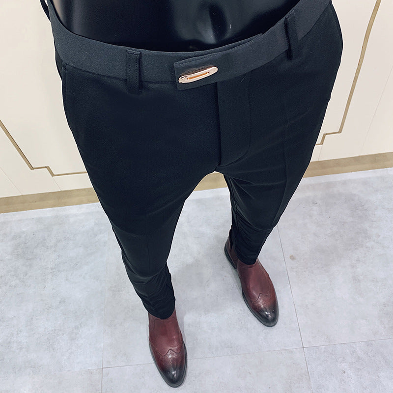 Men’s Solid Color Business Casual Suit Pants – Fall Dress Trousers