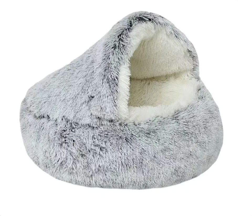 Semi-Closed Cat Bed – Cozy Four-Season Covered Pet Nest for Cats & Small Dogs