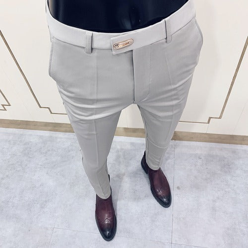Men’s Solid Color Business Casual Suit Pants – Fall Dress Trousers