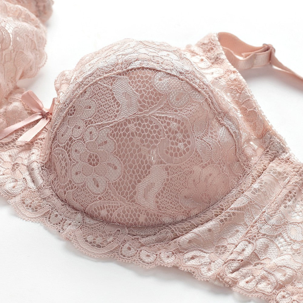 Women’s Lace Gathered C-Cup Bra – Thin Breathable Supportive Lingerie