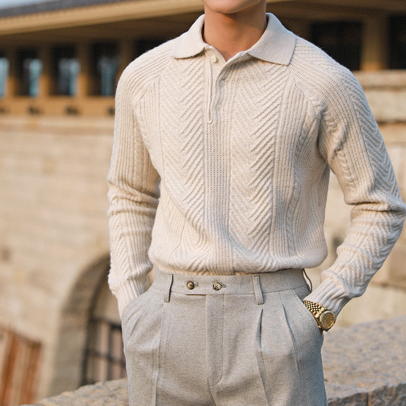 Men’s Cozy Cable Knit Long Sleeve Shirt – Warm Relaxed Fit Half-Button Sweater