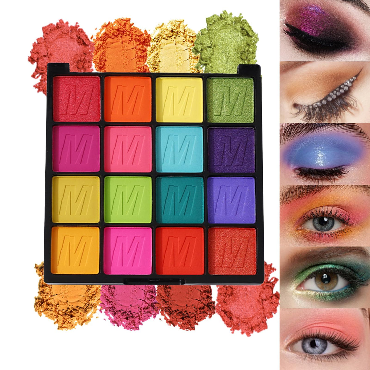 16-Color Colorful Eyeshadow Palette – Highly Pigmented Matte & Metallic
