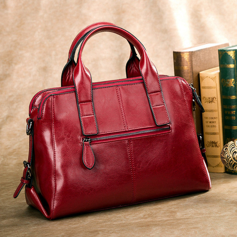 Simple Leather Crossbody Bag for Women – Spacious Solid Color Everyday Shoulder Handbag