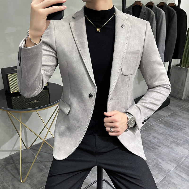 Men’s Slim Fit Faux Suede Blazer Jacket – Lightweight Smart Casual Jacket, M–4XL