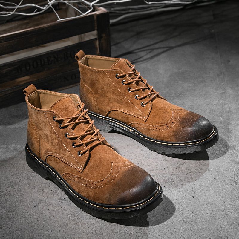 Men’s Genuine Leather Ankle Boots – Vintage Casual Fashion Footwear