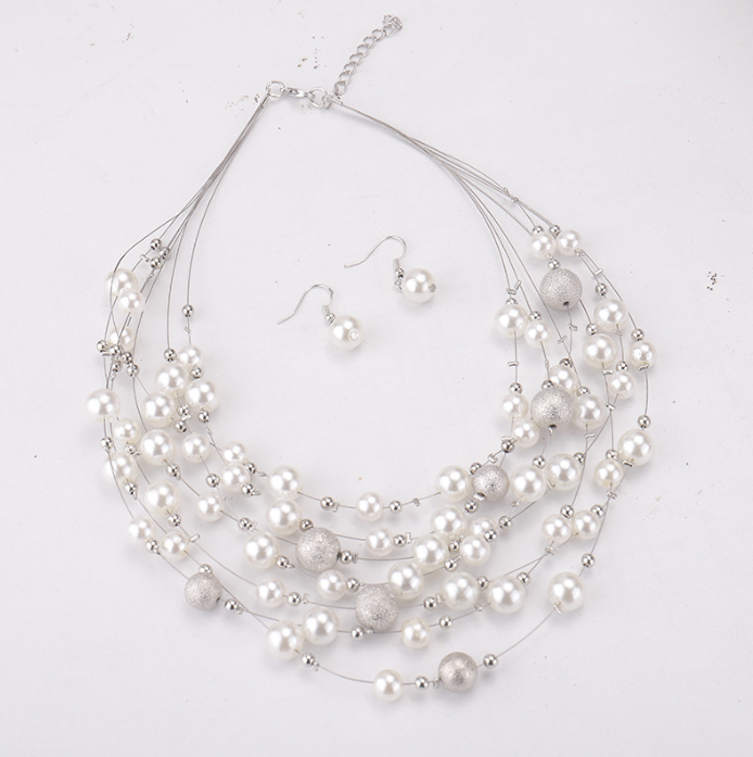 Multilayer Pearl Necklace with Pendant