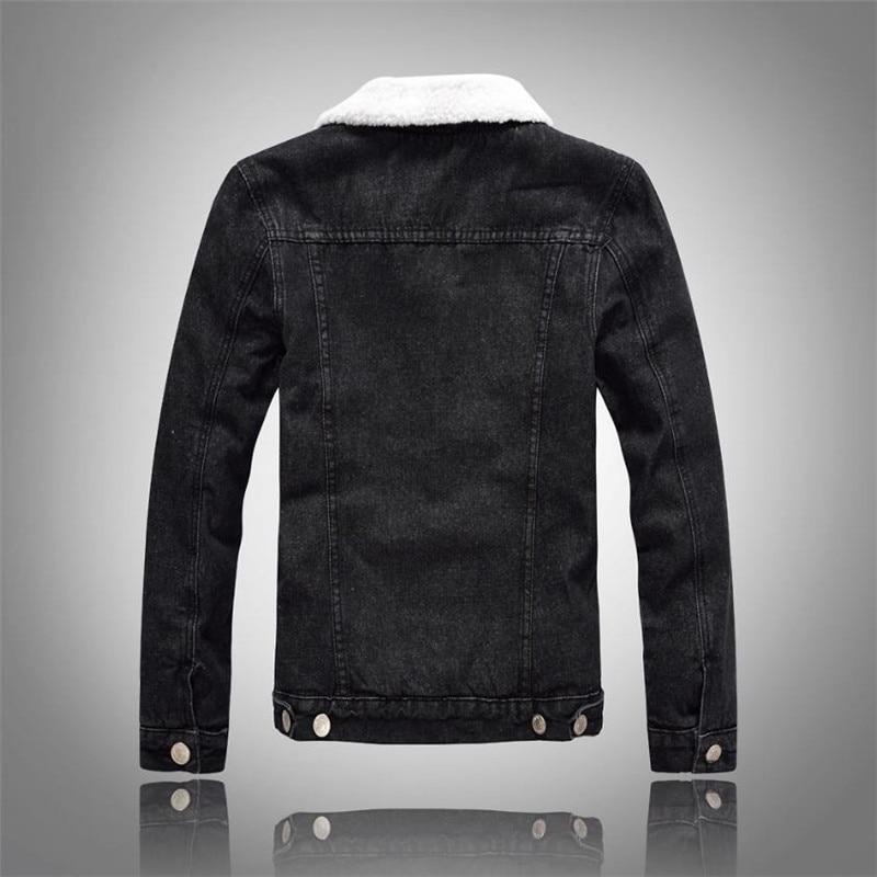 Men’s Korean Style Black Slim-Fit Denim Jacket – Thick Cotton Casual Jacket