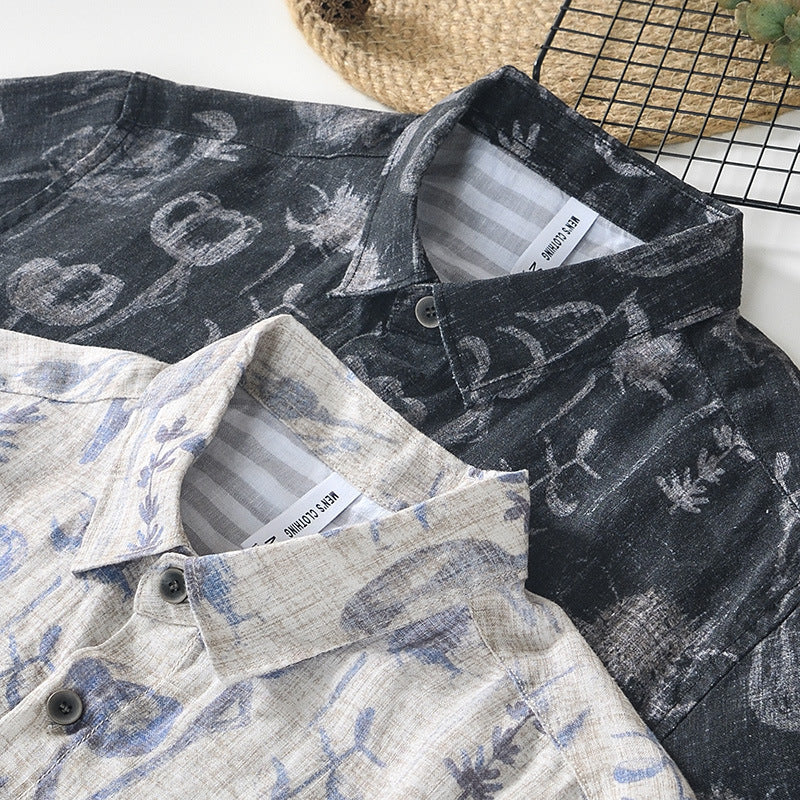 Men’s L996 Linen Printed Beach Shirt – Lightweight Hip-Hop Casual Shirt, M–3XL