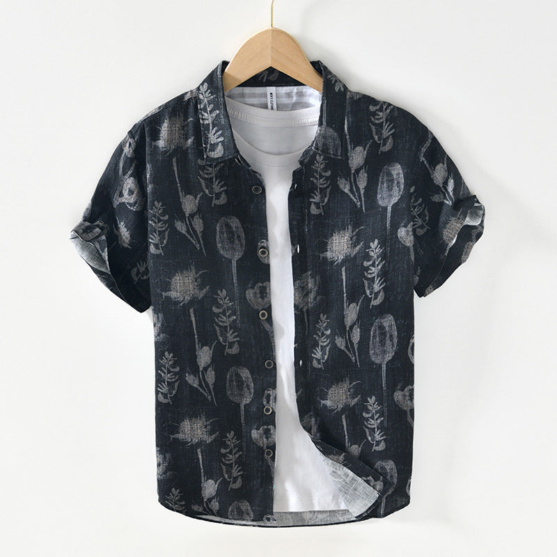 Men’s L996 Linen Printed Beach Shirt – Lightweight Hip-Hop Casual Shirt, M–3XL